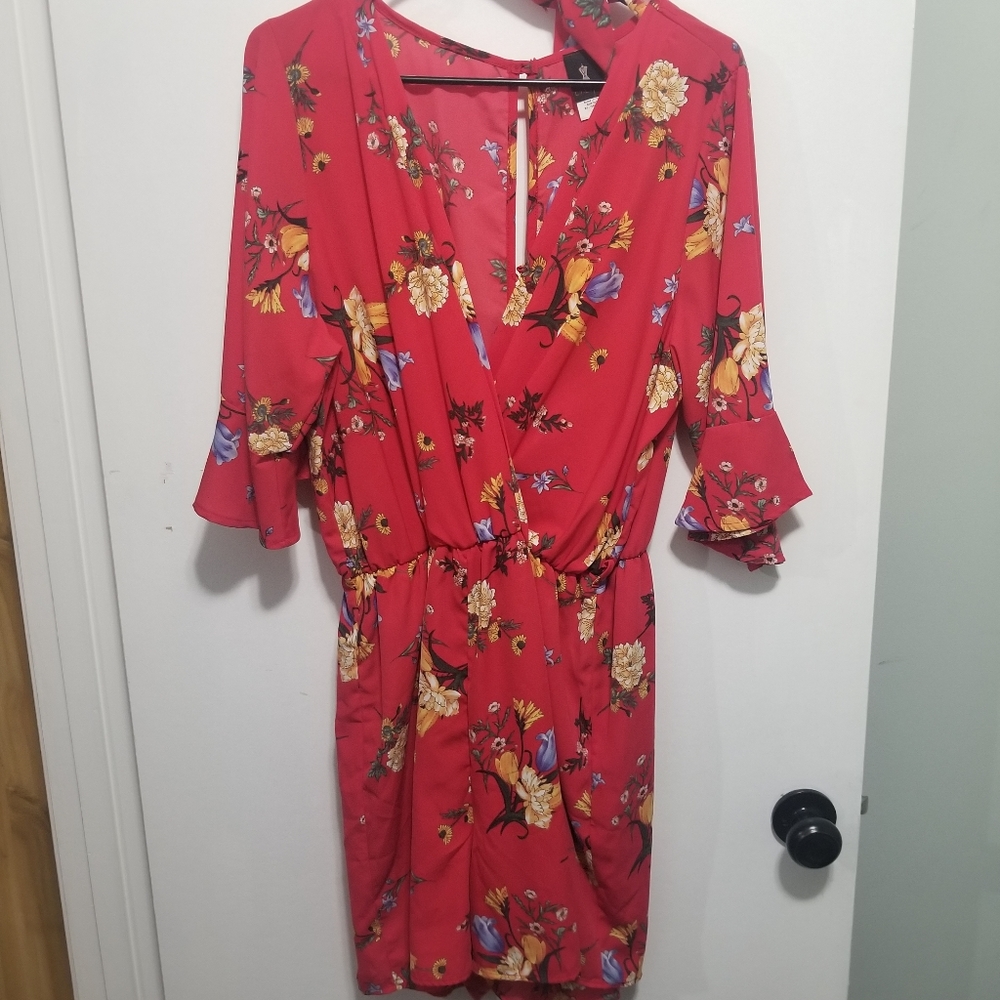 Red Floral Romper